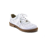 Бели дамски обувки с равна подметка, естествена кожа перфорирана - всекидневни обувки за пролетта и лятото N 100025327