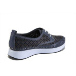 Сини дамски обувки с равна подметка, естествена кожа - всекидневни обувки за пролетта и лятото N 100025371