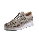 Бежови дамски обувки с платформа, естествена кожа - всекидневни обувки за пролетта и лятото N 100025378