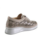 Бежови дамски обувки с платформа, естествена кожа - всекидневни обувки за пролетта и лятото N 100025378