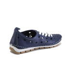 Сини дамски обувки с равна подметка, естествена кожа - всекидневни обувки за пролетта и лятото N 100025374