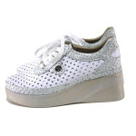 Бели дамски обувки с платформа, естествена кожа - всекидневни обувки за пролетта и лятото N 100025379