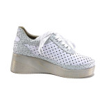 Бели дамски обувки с платформа, естествена кожа - всекидневни обувки за пролетта и лятото N 100025379