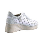 Бели дамски обувки с платформа, естествена кожа - всекидневни обувки за пролетта и лятото N 100025379