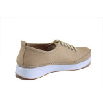 Бежови дамски обувки с равна подметка, естествена кожа - всекидневни обувки за пролетта и лятото N 100025376