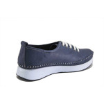 Сини дамски обувки с равна подметка, естествена кожа - всекидневни обувки за пролетта и лятото N 100025377