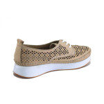 Бежови дамски обувки с равна подметка, естествена кожа - всекидневни обувки за пролетта и лятото N 100025373