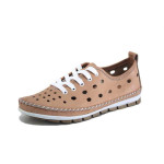 Розови дамски обувки с равна подметка, естествена кожа - всекидневни обувки за пролетта и лятото N 100025375