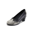 Черни дамски обувки със среден ток, естествена кожа - всекидневни обувки за пролетта и лятото N 100025414