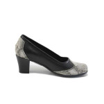 Черни дамски обувки със среден ток, естествена кожа - всекидневни обувки за пролетта и лятото N 100025414