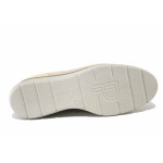 Бежови дамски обувки с равна подметка, естествена кожа и текстилна материя - всекидневни обувки за пролетта и лятото N 100025461