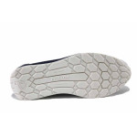 Сини дамски обувки с равна подметка, естествена кожа и текстилна материя - всекидневни обувки за пролетта и лятото N 100025463