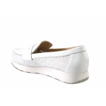 Бели дамски обувки с равна подметка, естествена кожа и текстилна материя - ежедневни обувки за пролетта и лятото N 100025464