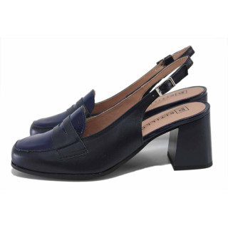 Сини дамски сандали, естествена кожа - ежедневни обувки за пролетта и лятото N 100025466