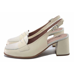 Бежови дамски сандали, естествена кожа - всекидневни обувки за пролетта и лятото N 100025467