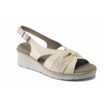 Бежови дамски сандали, естествена кожа - ежедневни обувки за пролетта и лятото N 100025468