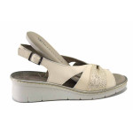 Бежови дамски сандали, естествена кожа - ежедневни обувки за пролетта и лятото N 100025468