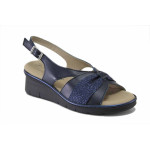 Сини дамски сандали, естествена кожа - всекидневни обувки за пролетта и лятото N 100025469