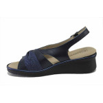 Сини дамски сандали, естествена кожа - всекидневни обувки за пролетта и лятото N 100025469