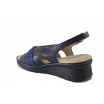 Сини дамски сандали, естествена кожа - всекидневни обувки за пролетта и лятото N 100025469