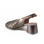 Сиви дамски сандали, естествена кожа перфорирана - официални обувки за пролетта и лятото N 100025470