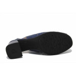 Сини дамски сандали, естествена кожа перфорирана - елегантни обувки за пролетта и лятото N 100025471