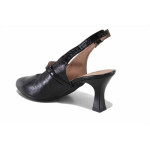 Черни дамски сандали, лачена естествена кожа - официални обувки за пролетта и лятото N 100025472