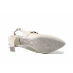 Бежови дамски сандали, лачена естествена кожа - елегантни обувки за пролетта и лятото N 100025473