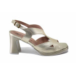 Жълти дамски сандали, естествена кожа - официални обувки за пролетта и лятото N 100025474