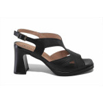 Черни дамски сандали, естествена кожа - елегантни обувки за пролетта и лятото N 100025475