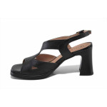 Черни дамски сандали, естествена кожа - елегантни обувки за пролетта и лятото N 100025475