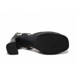 Черни дамски сандали, естествена кожа - елегантни обувки за пролетта и лятото N 100025475