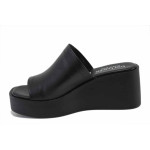 Черни дамски чехли, естествена кожа - всекидневни обувки за лятото N 100025487
