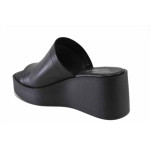 Черни дамски чехли, естествена кожа - всекидневни обувки за лятото N 100025487