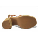 Кафяви дамски сандали, естествена кожа - ежедневни обувки за лятото N 100025486