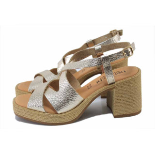 Бежови дамски сандали, естествена кожа - всекидневни обувки за лятото N 100025485