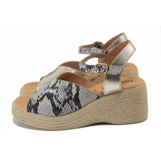 Бежови дамски сандали, естествена кожа - ежедневни обувки за лятото N 100025484