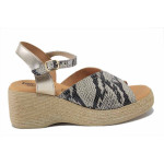 Бежови дамски сандали, естествена кожа - ежедневни обувки за лятото N 100025484