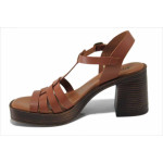 Кафяви дамски сандали, естествена кожа - всекидневни обувки за лятото N 100025483