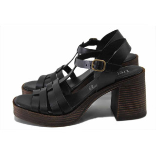 Черни дамски сандали, естествена кожа - ежедневни обувки за лятото N 100025482