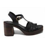 Черни дамски сандали, естествена кожа - ежедневни обувки за лятото N 100025482