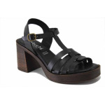 Черни дамски сандали, естествена кожа - ежедневни обувки за лятото N 100025482