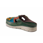 Зелени дамски чехли, естествена кожа - всекидневни обувки за лятото N 100025495