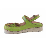 Зелени дамски сандали, естествена кожа - ежедневни обувки за лятото N 100025496