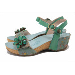 Сини дамски сандали, естествена кожа - всекидневни обувки за лятото N 100025497