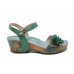 Сини дамски сандали, естествена кожа - всекидневни обувки за лятото N 100025497