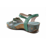 Сини дамски сандали, естествена кожа - всекидневни обувки за лятото N 100025497