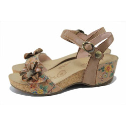 Бежови дамски сандали, естествена кожа - ежедневни обувки за лятото N 100025498