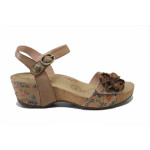 Бежови дамски сандали, естествена кожа - ежедневни обувки за лятото N 100025498