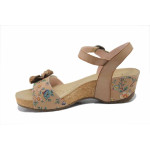 Бежови дамски сандали, естествена кожа - ежедневни обувки за лятото N 100025498